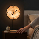 آباژور ساعت دیواری سنگ نمک طبیعی (چراغ خواب)